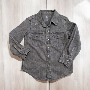 NWT Baby Gap Long Sleeve Pearl Snap Denim Shirt - Toddler Size 4 years